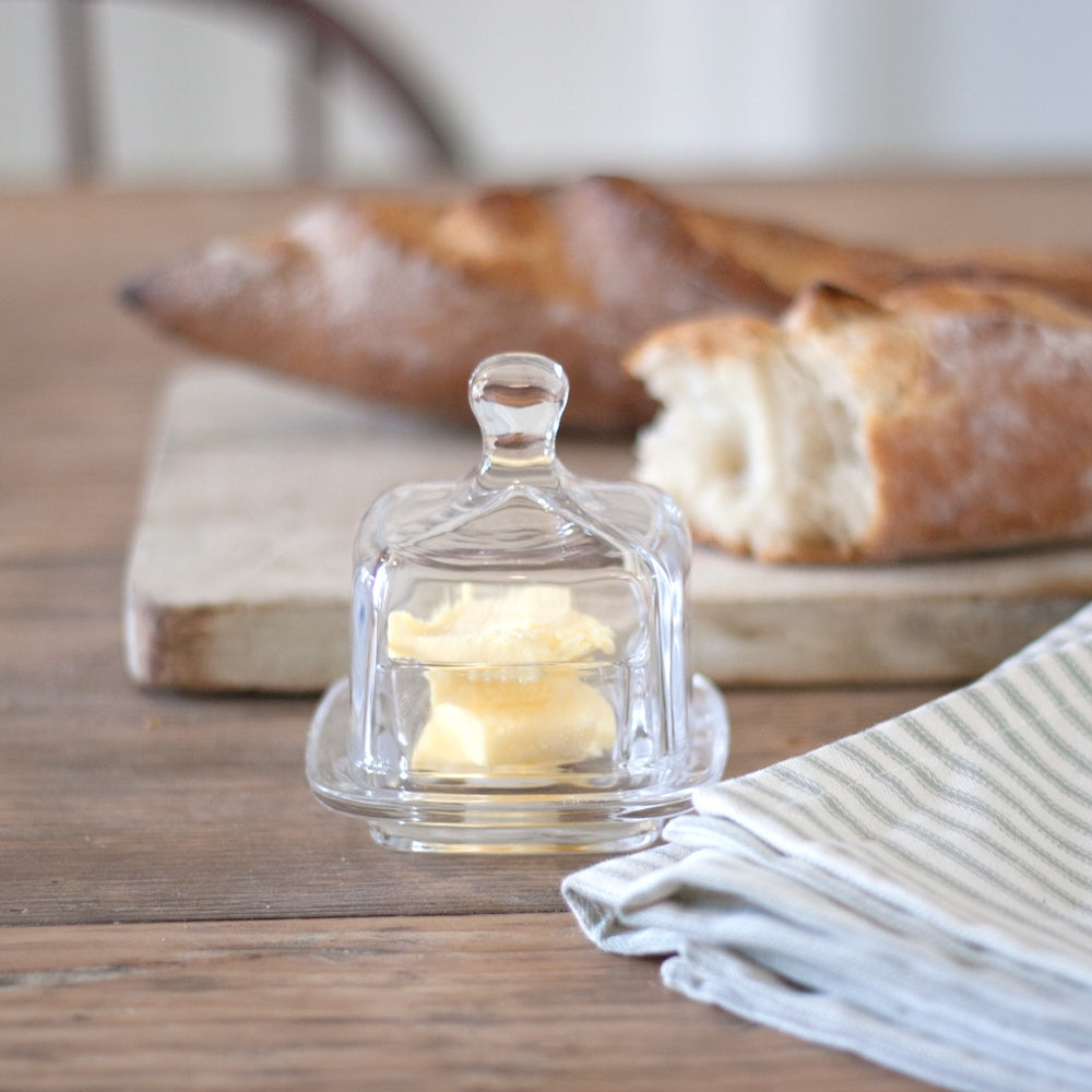 Glass butter dish