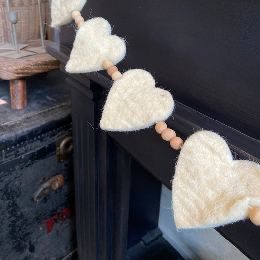 Felt + Wood Heart Garland