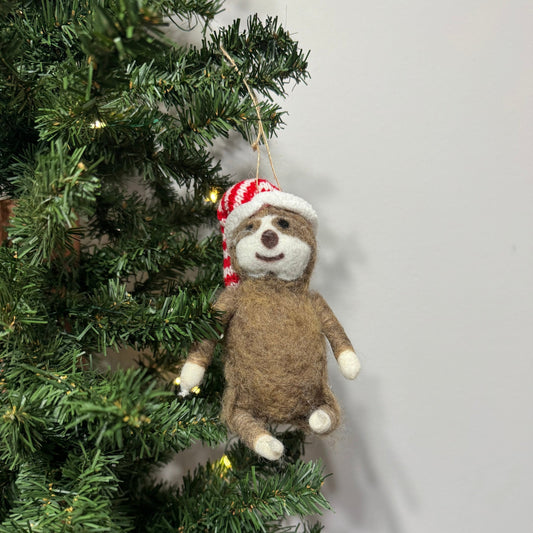 Sloth w/ Striped Hat Ornament