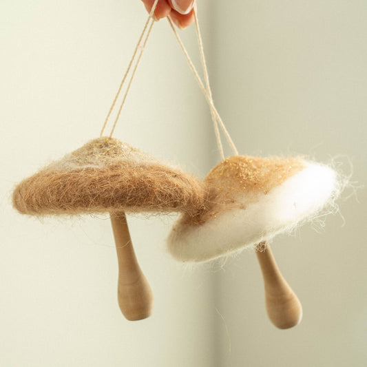 Wood + Felt Mushroom Ornament