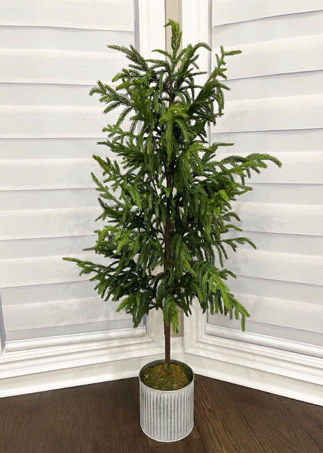 Norfolk Faux Pine Tree: Metal Pot