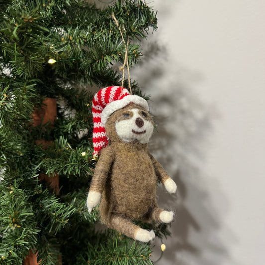 Sloth w/ Striped Hat Ornament