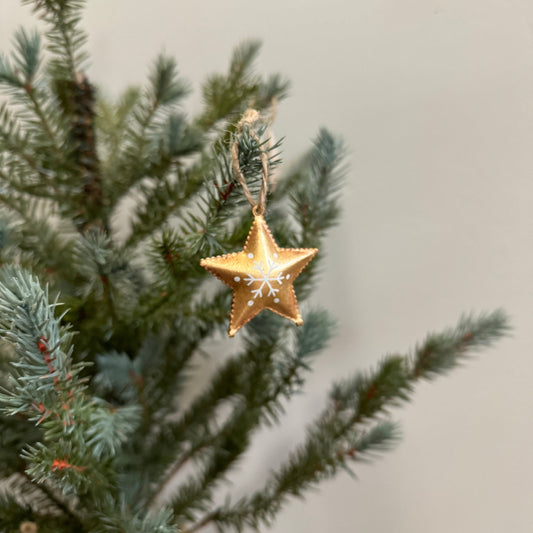 Mini Star Ornament- White/Gold