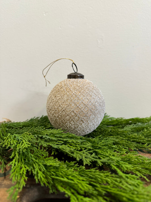 Embossed Recycled Glass Ornament- Frosted Copper