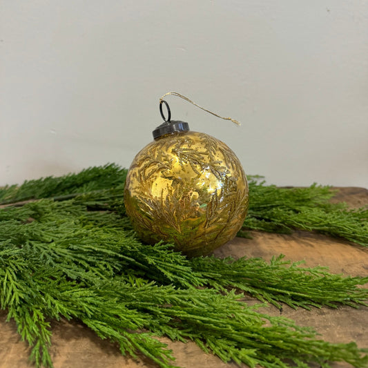 Glass Ornament - Cedar Leaves