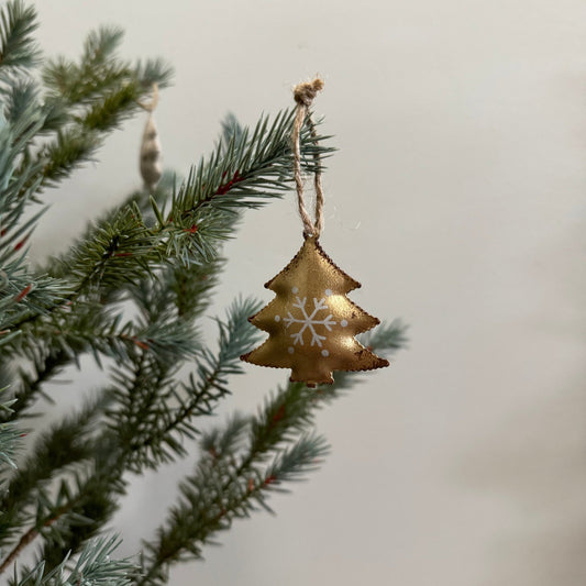 Mini Tree Ornament- White/Gold