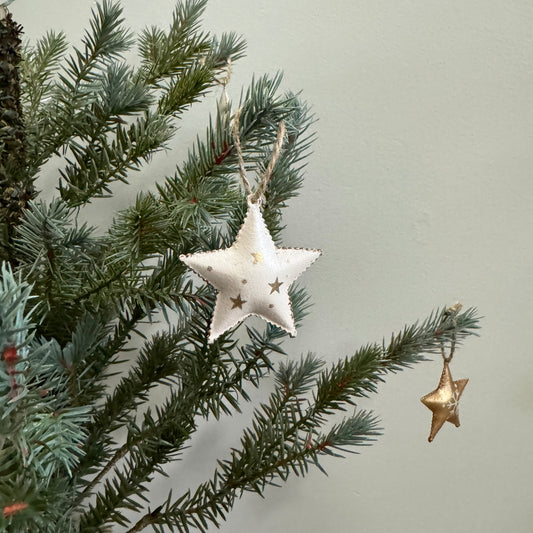 Mini Star Ornament- White/Gold