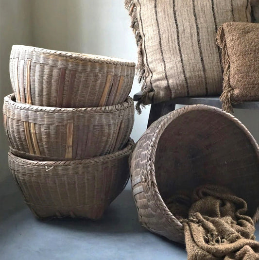 Vintage Bamboo Rice Basket