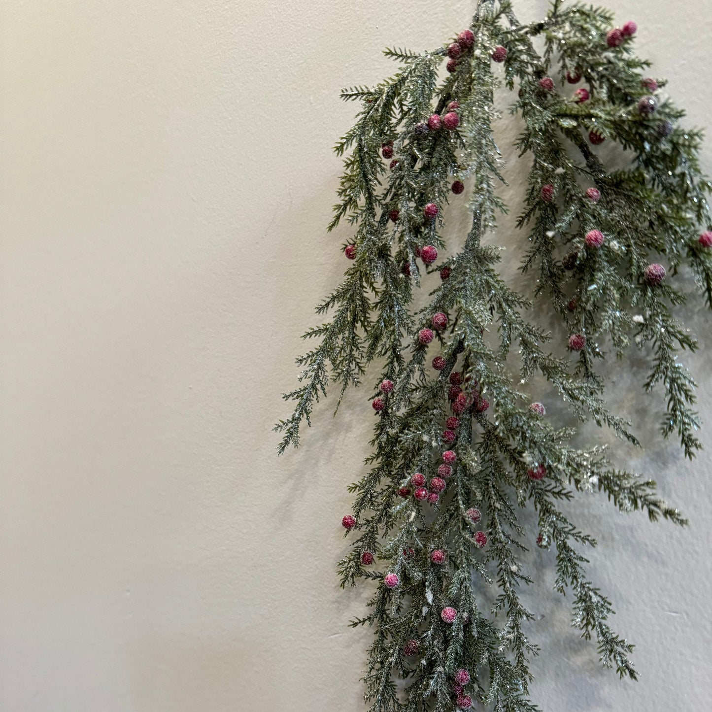 Frosted Cedar & Red Berries Spray