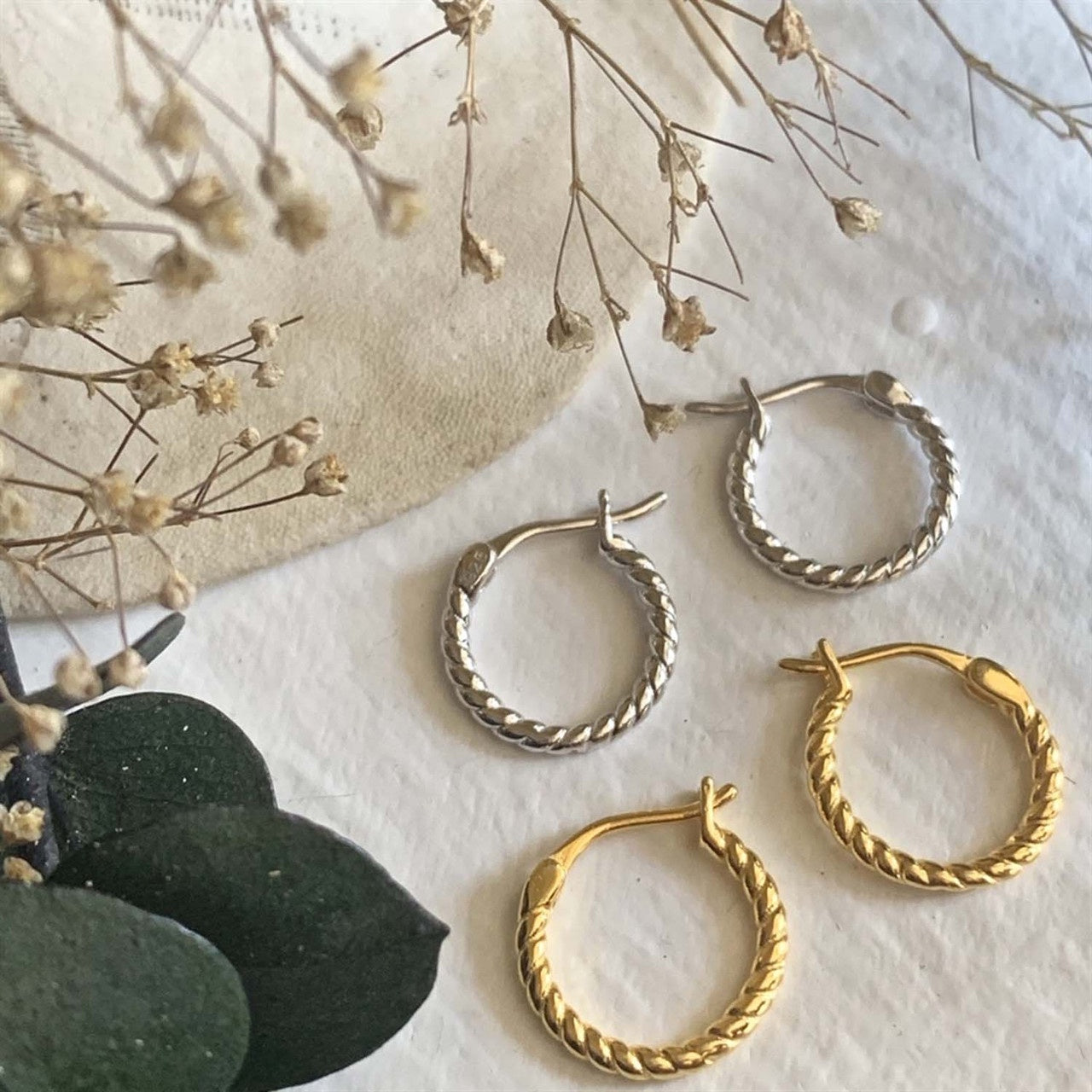 Textured Hoop Earrings - 11.5mm