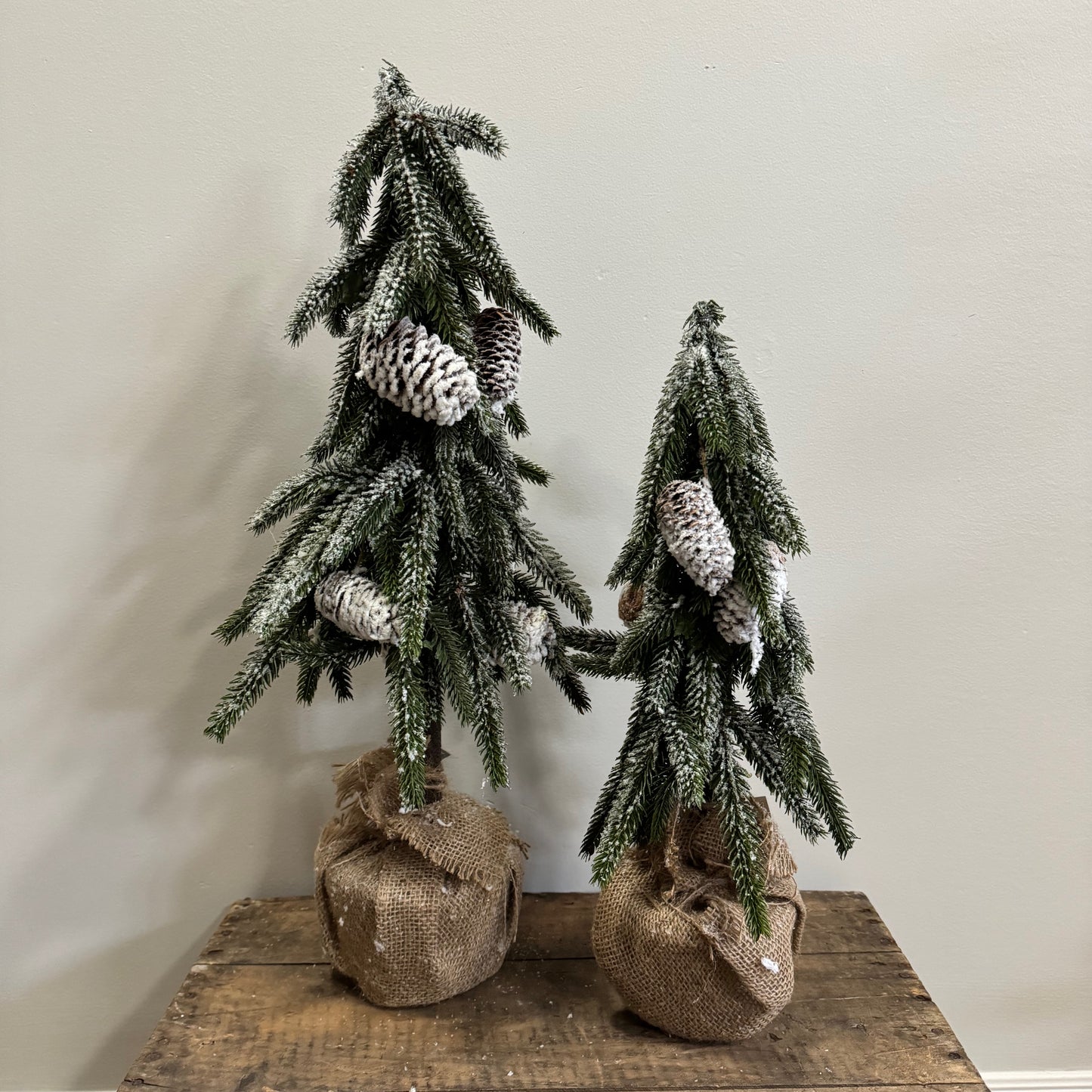 Faux Snow Pine Tree w/Burlap Base