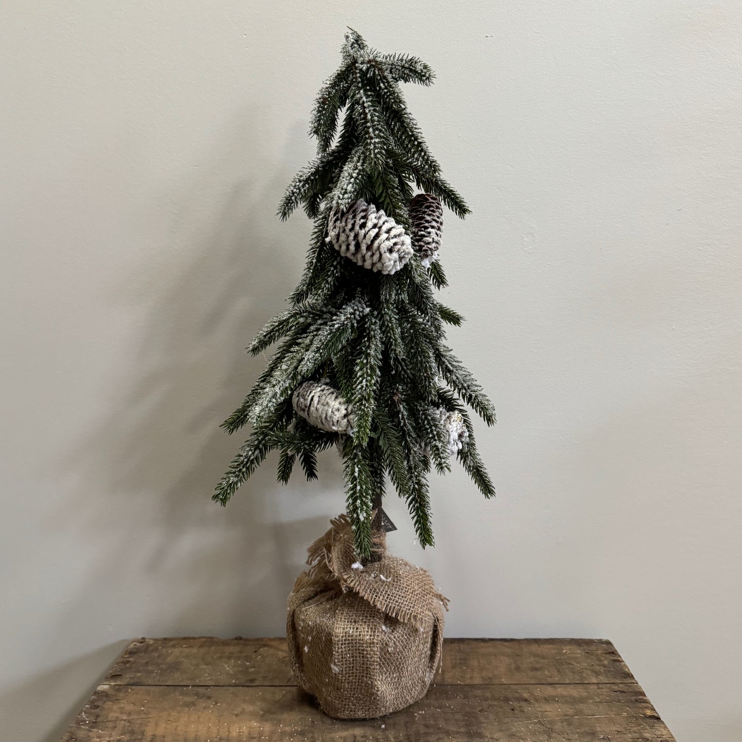 Faux Snow Pine Tree w/Burlap Base