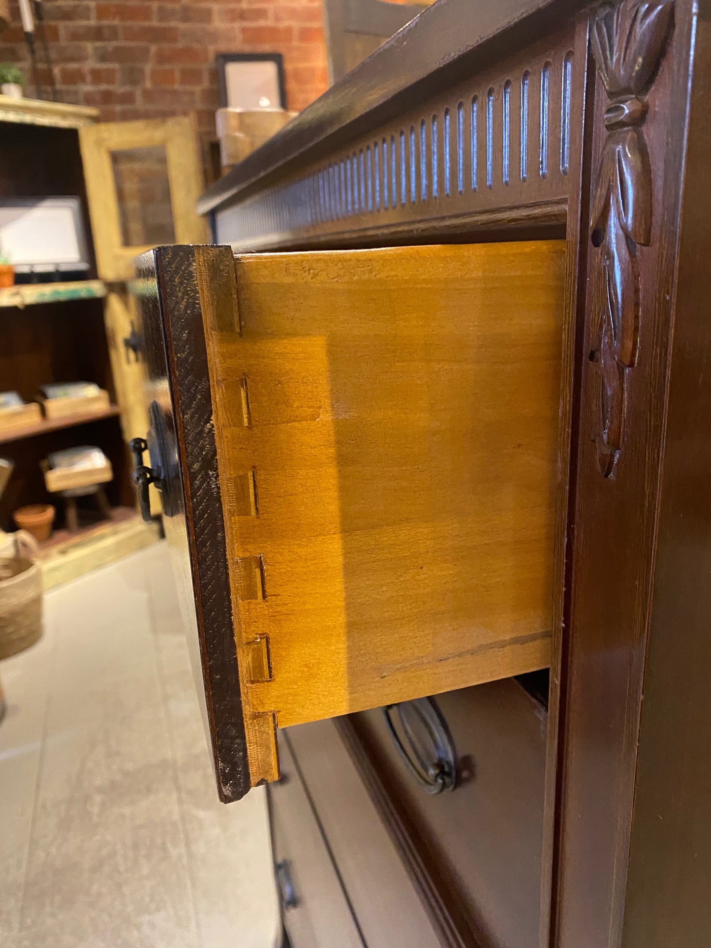 Vintage Dark Wood Tall Dresser - 5 Drawers - 10% OFF