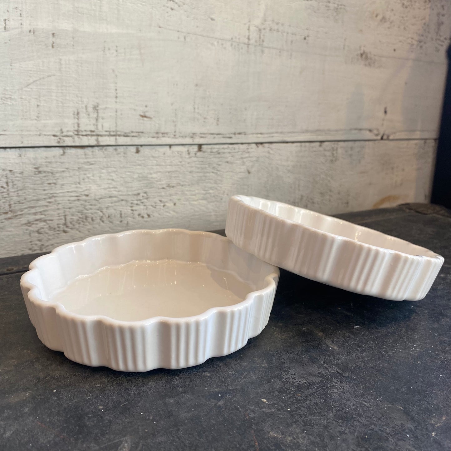 Vintage Scalloped Bakeware - White