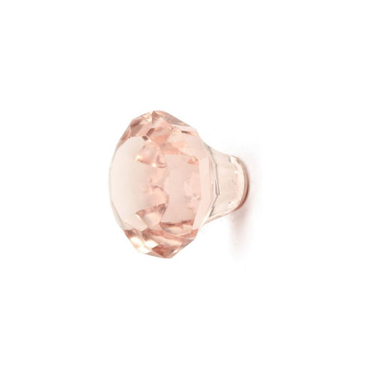 Knob: Pink Glass Diamond