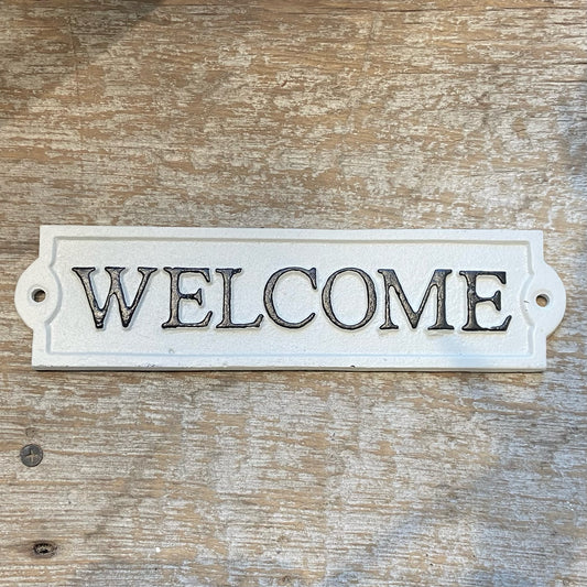 Cast Iron Sign - Welcome/White