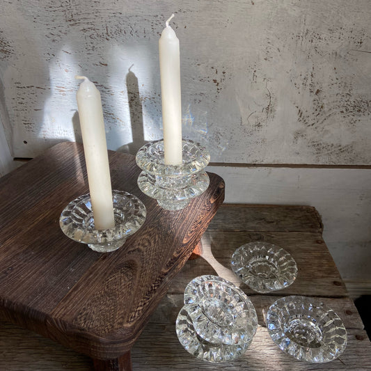 Vintage Glass Candle Holder - Single