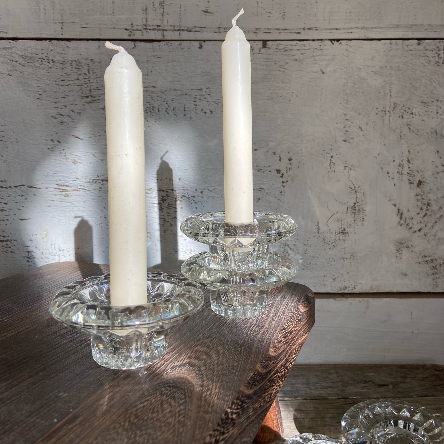 Vintage Glass Candle Holder - Single