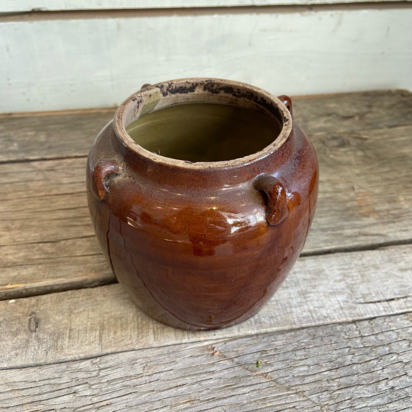 Vintage Pot w/ Mini Handles - Brown