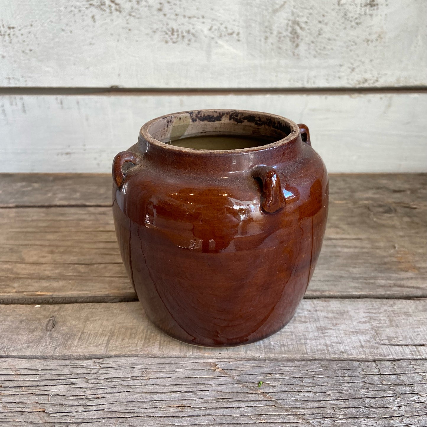 Vintage Pot w/ Mini Handles - Brown