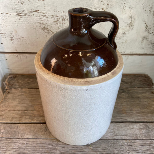 Vintage Crackle Jug - Brown + White