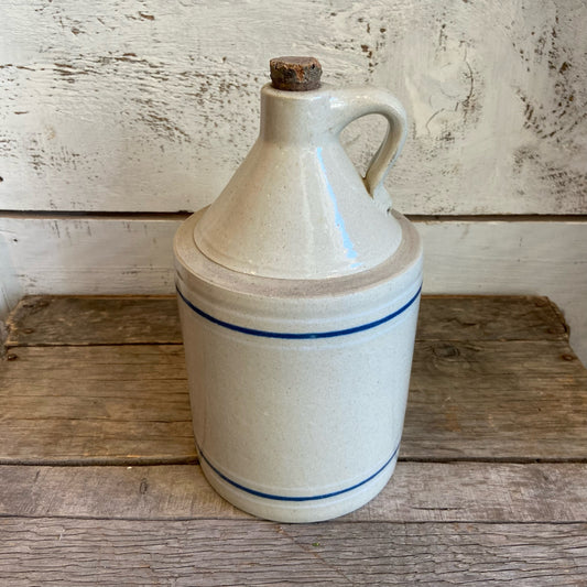 Vintage Jug w/ Cork - Blue Stripe