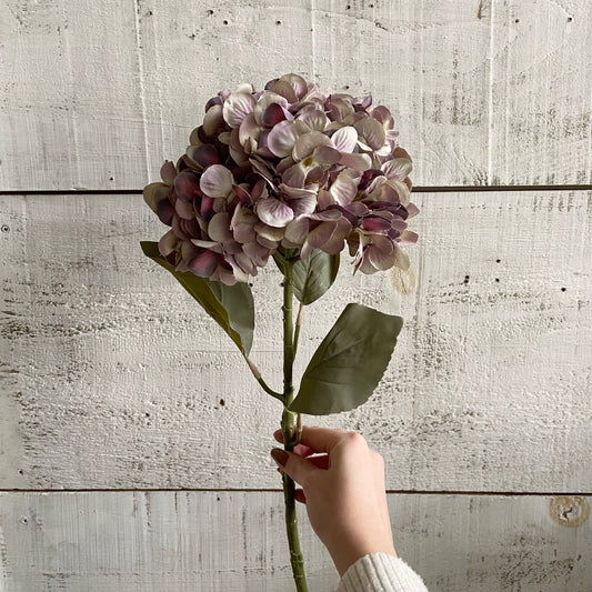 Faux Faded Hydrangea Stem - Purple