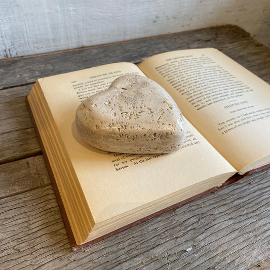 Travertine Heart Paper Weight