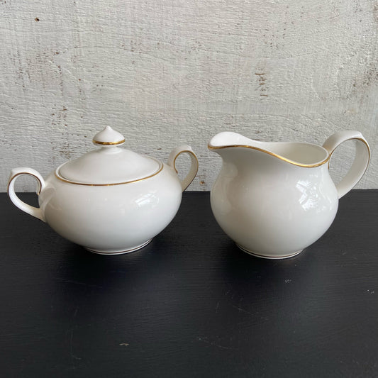 Royal Doulton Sugar & Creamer w/ Gold Trim - Set of 2