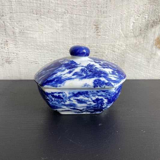 Vintage Container w/Lid -Blue/White Design