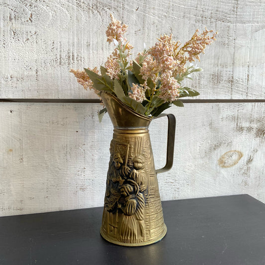 Vintage Brass Jug w/ People Design