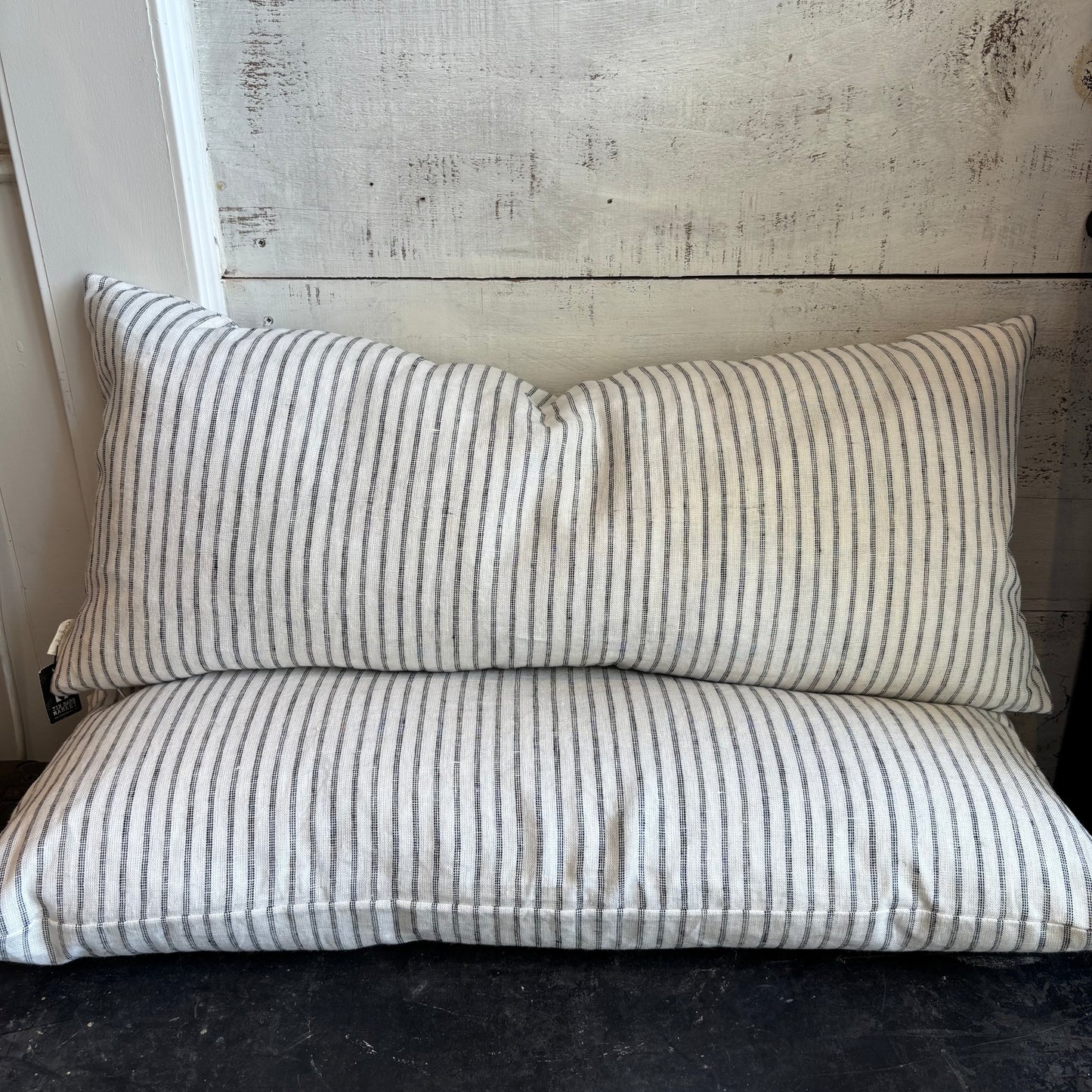 Ticking Stripe Linen Pillow - 14 x 31