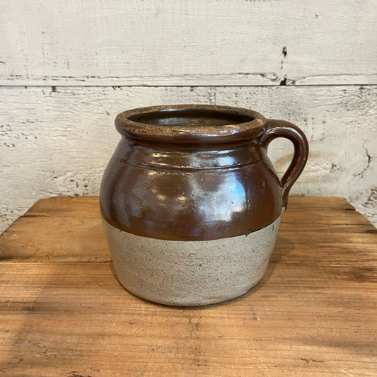 Vintage Pot w/ Handle - Brown/Beige