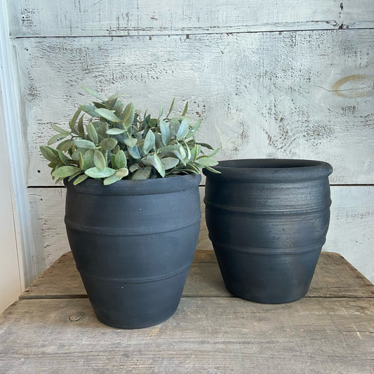 Black Wood Fire Terracotta Planter