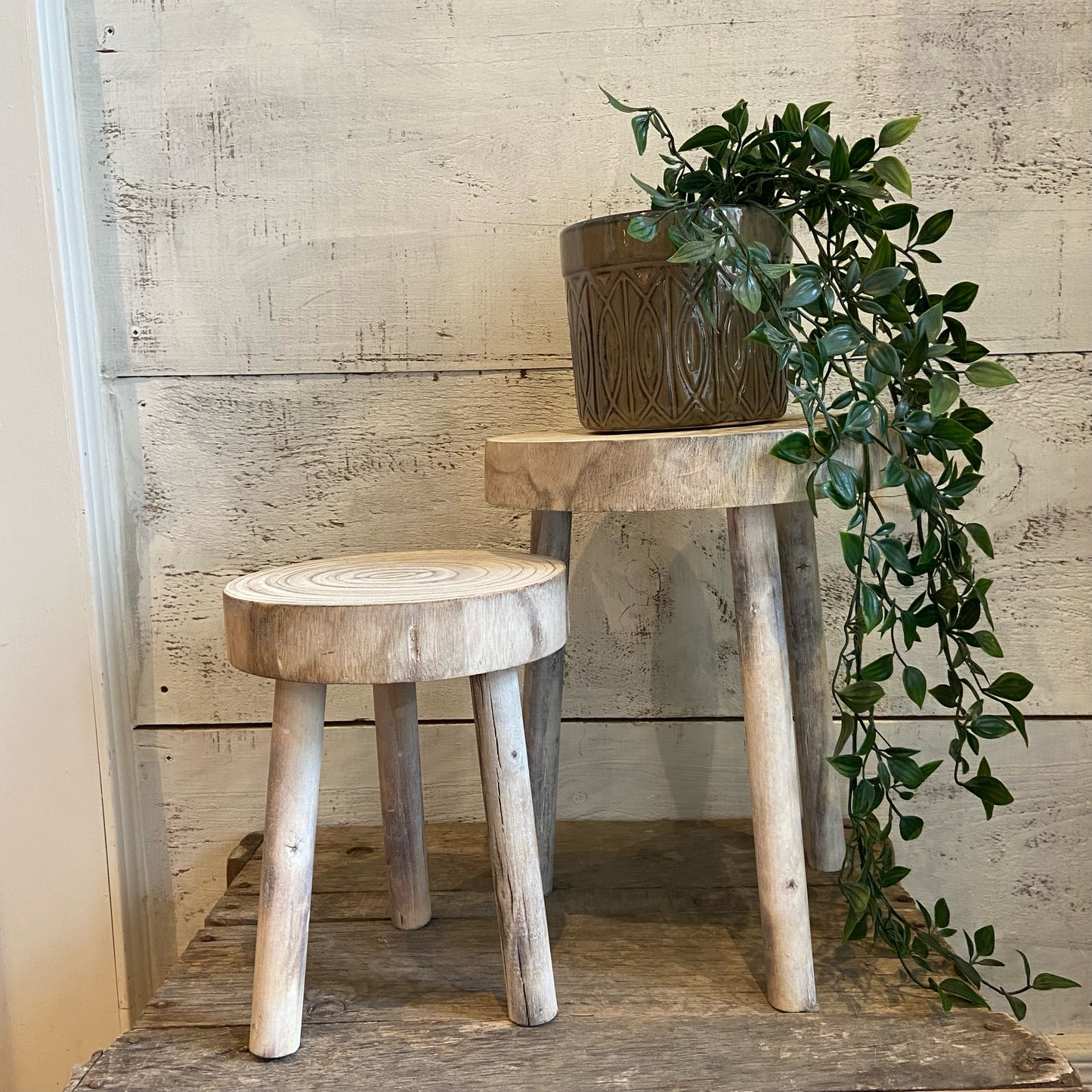 Whitewash Wood Stool