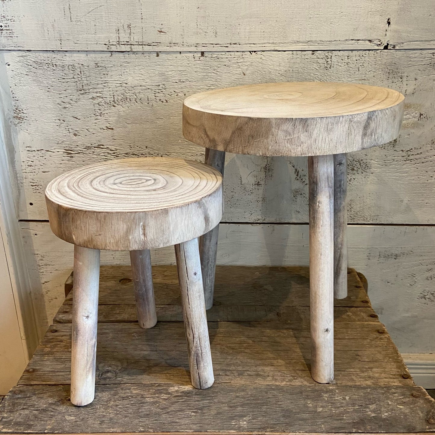 Whitewash Wood Stool