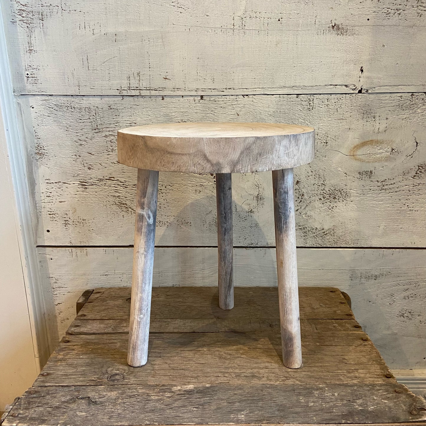 Whitewash Wood Stool