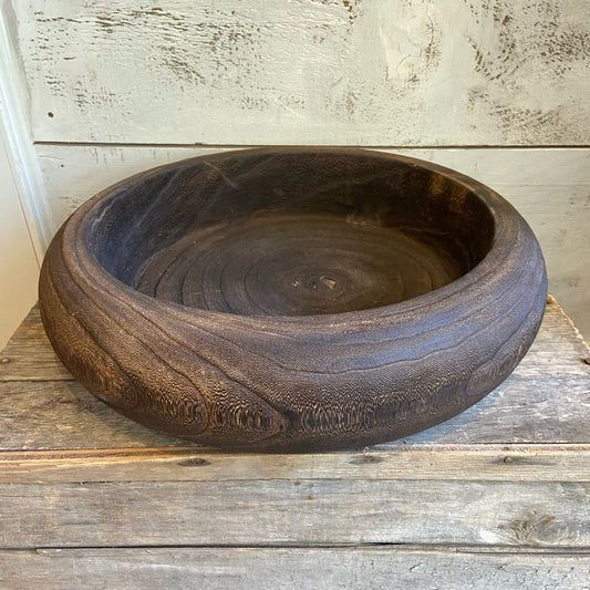 Dark Paulownia Wood Bowl - 17"