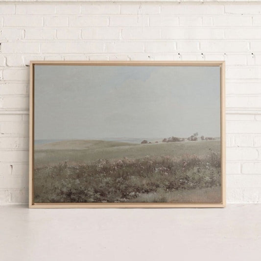 Muted Green Meadow Canvas- 30" x 20" Natural