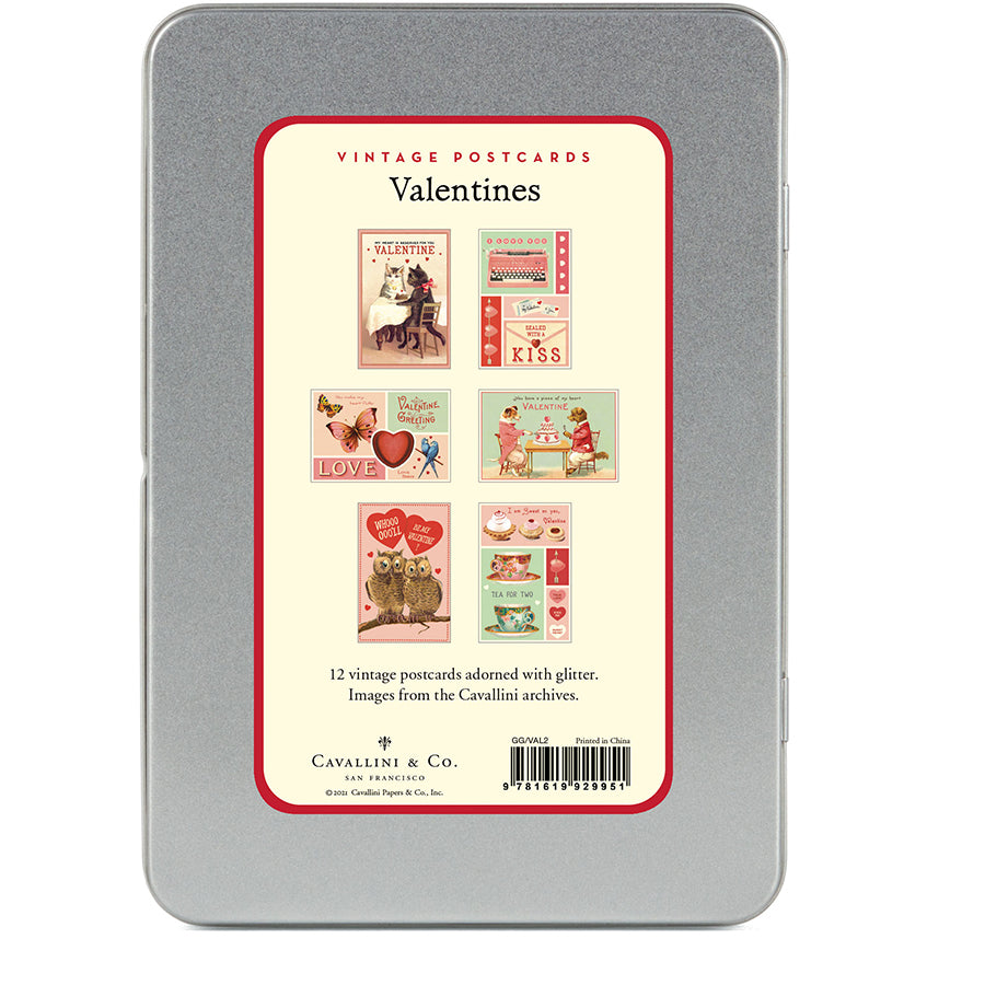 Valentine Glitter Vintage Postcards