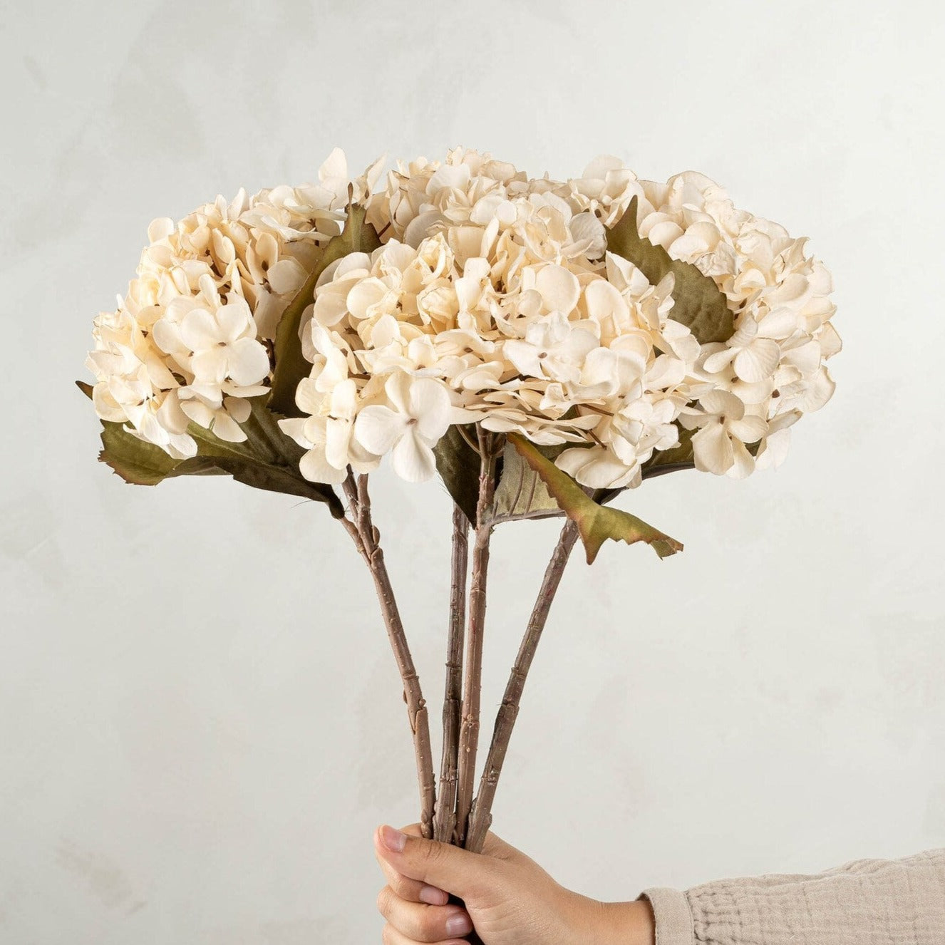 Faux Hydrangea Floral Stem - Cream