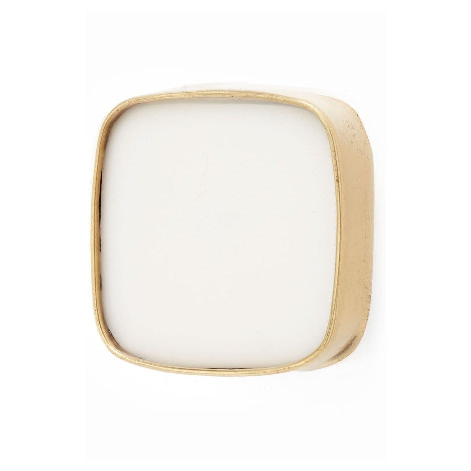 Knob: Square Gold Metal White