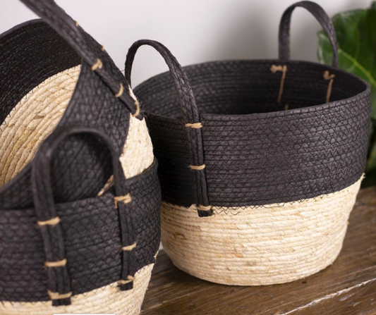 Jute Basket/ Natural + Black