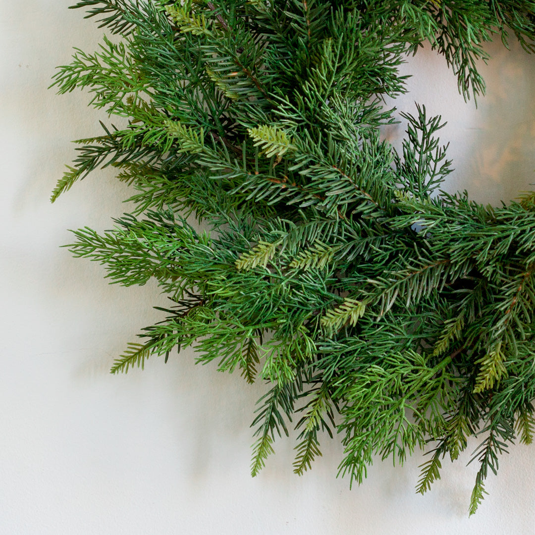 Faux Cedar + Hemlock Wreath 26"