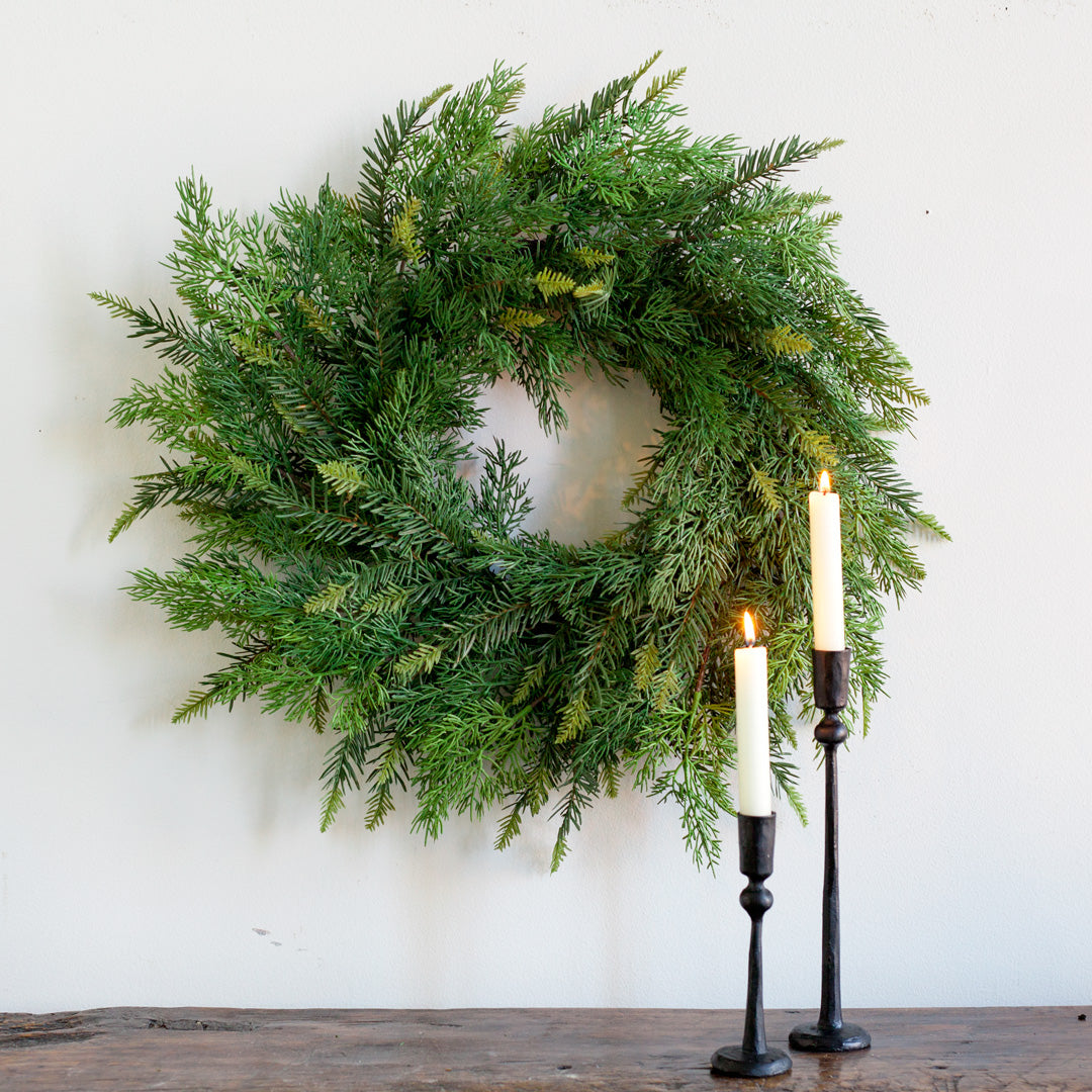 Faux Cedar + Hemlock Wreath 26"