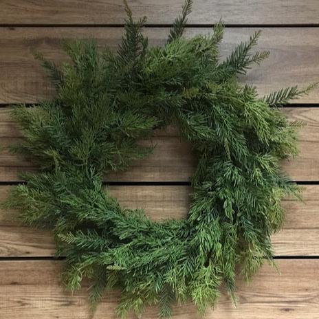 Faux Cedar + Hemlock Wreath 26"